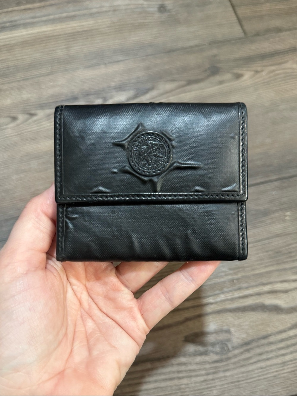 Vintage Hunting World Black Safari Coin Purse Wallet Accordion Made In Italy